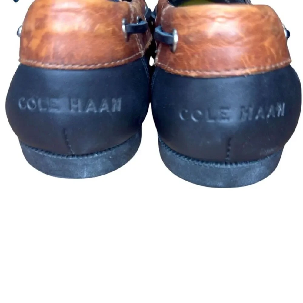 Cole Haan Dominick Boat II Mens Black Amber Leather Loafers Lace Up Size: 10.5M